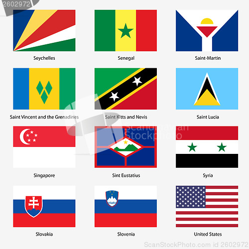 Image of Set  Flags of world sovereign states. Vector illustration. Set n