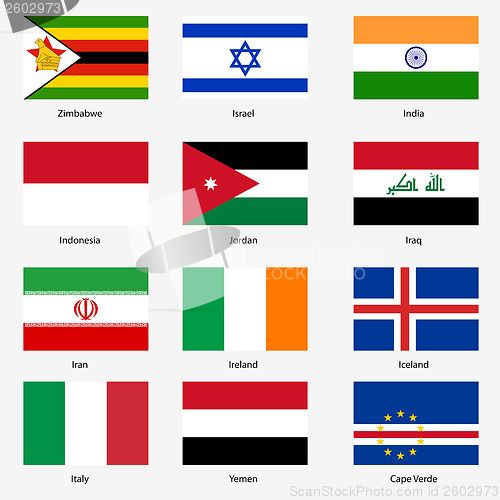 Image of Set  Flags of world sovereign states. Vector illustration. Set n