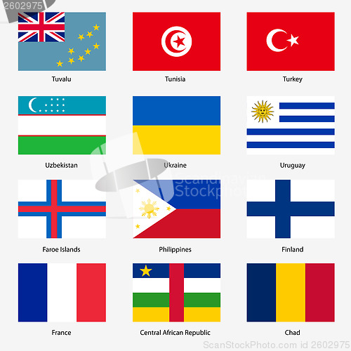 Image of Set  Flags of world sovereign states. Vector illustration. Set n