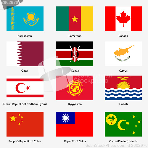 Image of Set  Flags of world sovereign states. Vector illustration. Set n