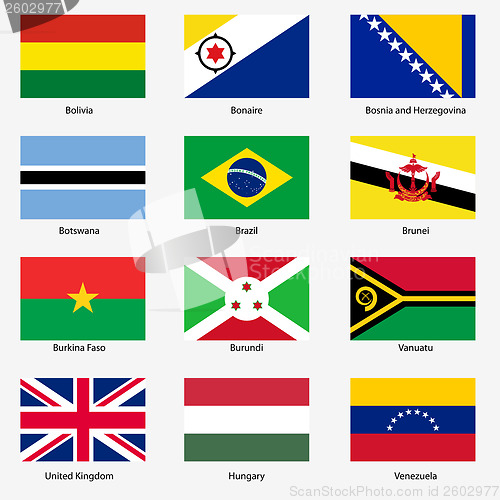 Image of Set  Flags of world sovereign states. Vector illustration. Set n