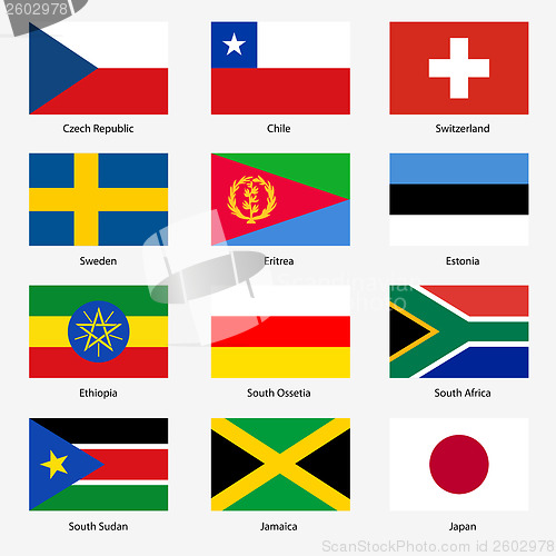 Image of Set  Flags of world sovereign states. Vector illustration. Set n