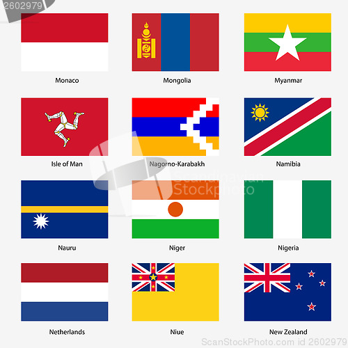 Image of Set  Flags of world sovereign states. Vector illustration. Set n