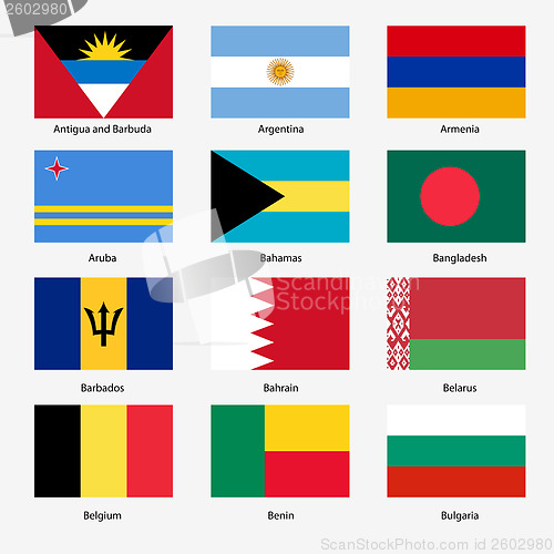 Image of Set  Flags of world sovereign states. Vector illustration. Set n