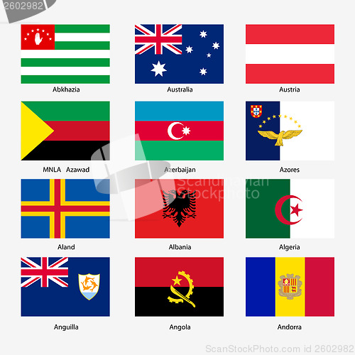 Image of Set  Flags of world sovereign states. Vector illustration. Set n