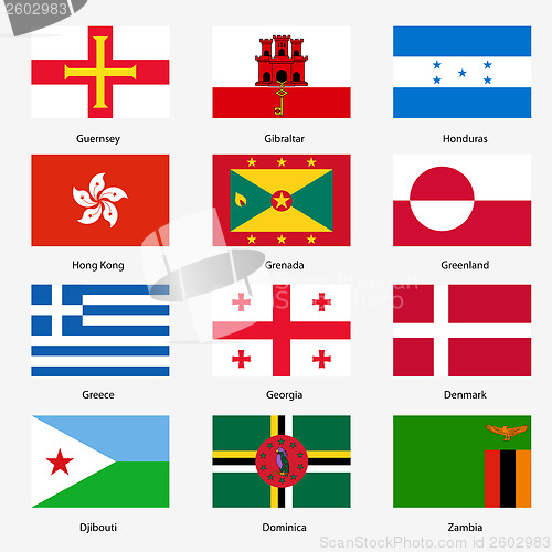 Image of Set  Flags of world sovereign states. Vector illustration. Set n