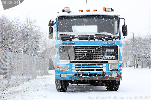 Image of Volvo F16 in Snowfall