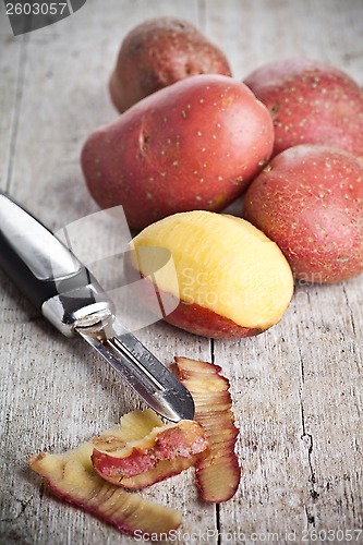 Image of ecological peeled potatoes