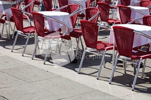 Image of Cafe tables in Venice