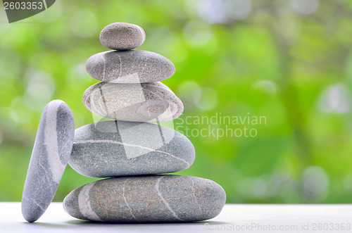 Image of Pyramid of stones, river stones arranged