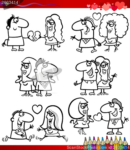 Image of couple in love cartoons coloring page