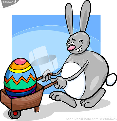 Image of bunny and easter egg cartoon illustration