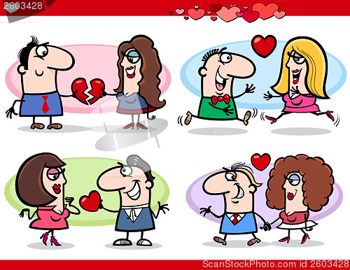 Image of valentine couples in love cartoon set