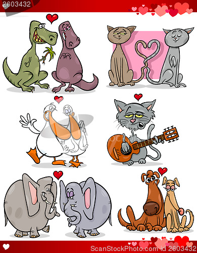 Image of valentine cartoon illustration love set