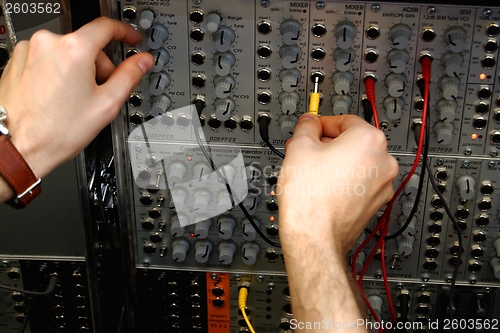 Image of Audio connectors with sound mixer