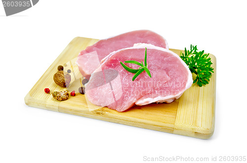 Image of Meat pork slices with spices and parsley