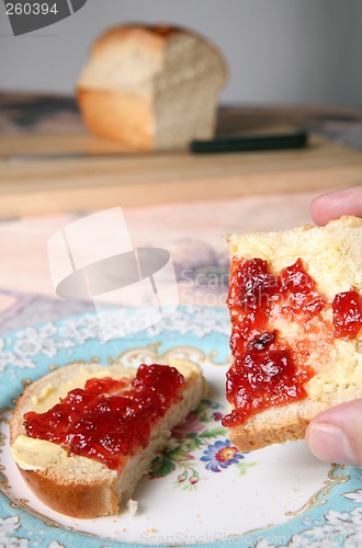 Image of eating bread and jam