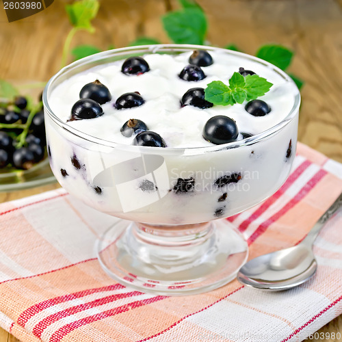 Image of Yogurt thick with black currant and mint on the board