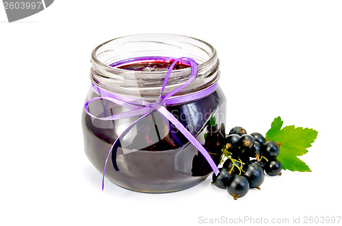 Image of Jam of blackcurrant in a glass jar