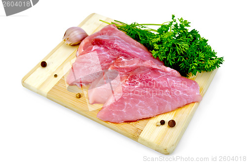 Image of Meat pork slices with garlic