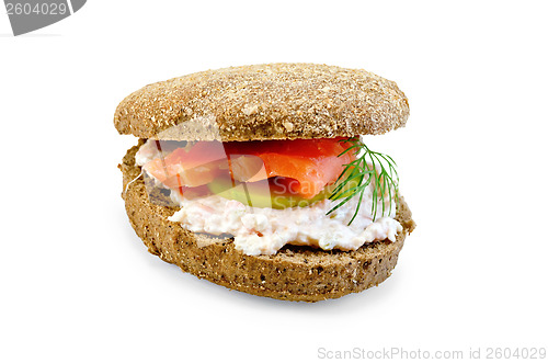 Image of Sandwich with cream and salmon with cucumber
