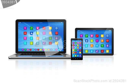 Image of Smartphone, Digital Tablet Computer and Laptop