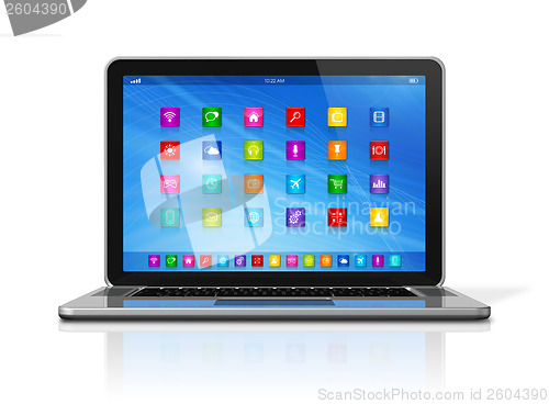 Image of Laptop Computer - apps icons interface