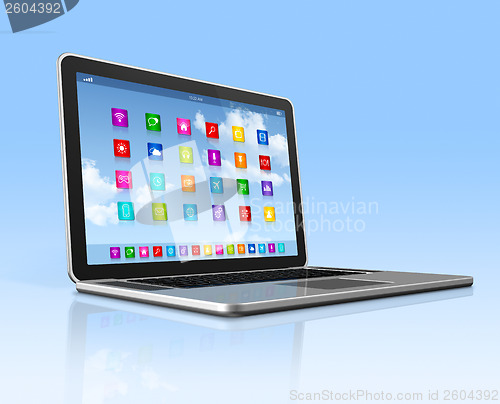 Image of Laptop Computer - apps icons interface