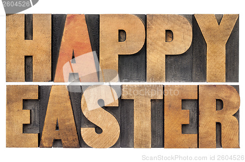 Image of Happy Easter in wood type