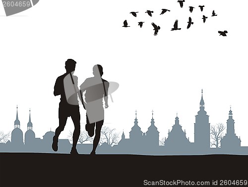 Image of Two runners on the horizon 