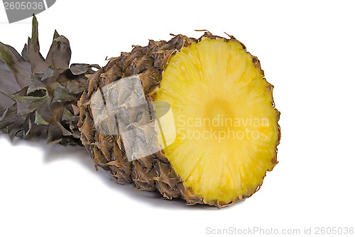 Image of Cut the pineapple on a white background.