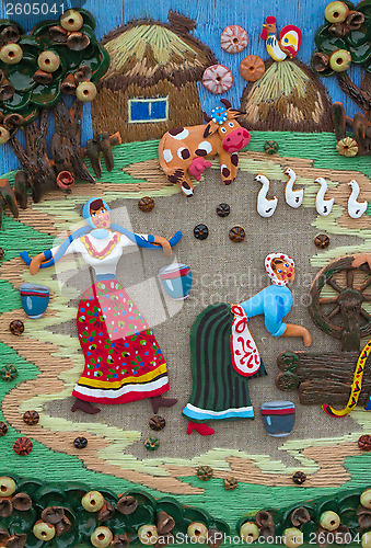 Image of Crafts - embroidery and applique on the canvas on the topic of r