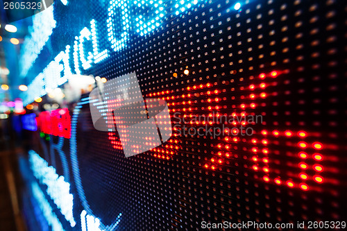 Image of Stock market data on display