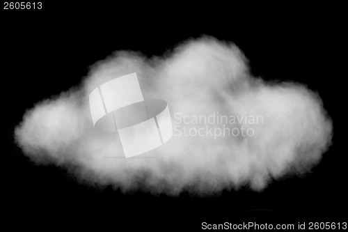 Image of white puffy cloud isolated on black background