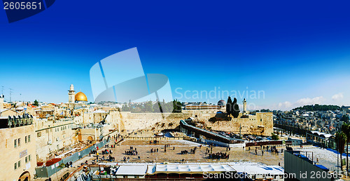 Image of Panorama of Jerusalem, Israel with the Western Wall