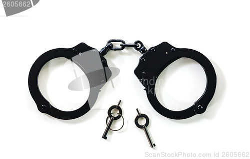 Image of Steel handcuffs with the keys