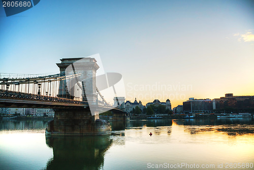 Image of Szechenyi chain bridge in Budapest, Hungary