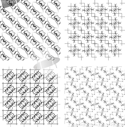 Image of Set of monochrome geometric seamless patterns