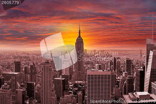 Image of New York City Skyline with a Sunset