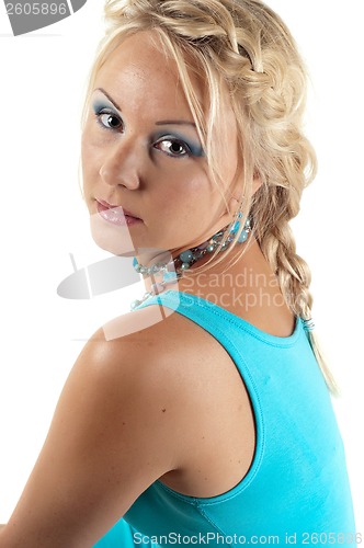 Image of Shot of beautiful woman watching on yoy