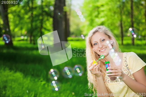 Image of Cheerful blond woman