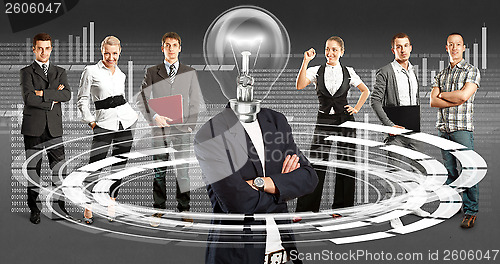 Image of Business Team With Lamp Head