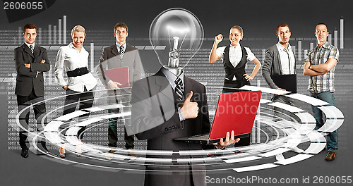 Image of Business Team With Lamp Head