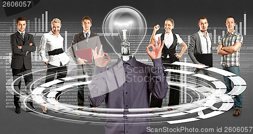 Image of Business Team With Lamp Head