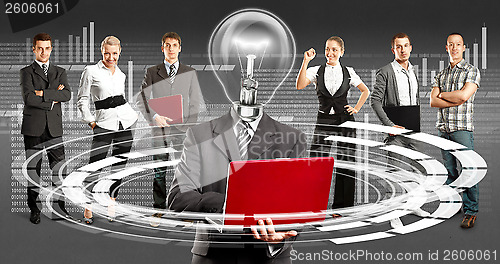 Image of Business Team With Lamp Head