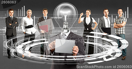 Image of Business Team With Lamp Head