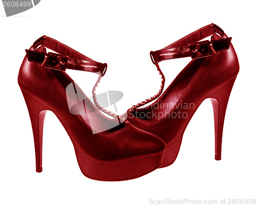 Image of Fashion ladies shoes for dancing dark-red color 