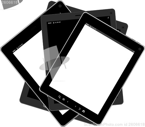 Image of Set of tablet pc computers with blank screen