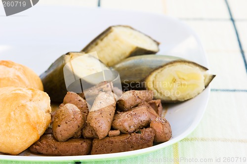 Image of Liver, fried dumplings and banana