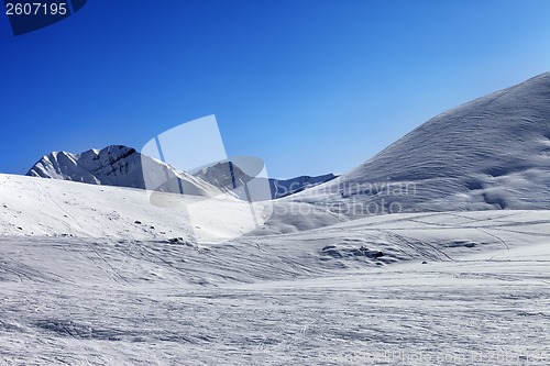 Image of Off piste slope at nice sunny morning